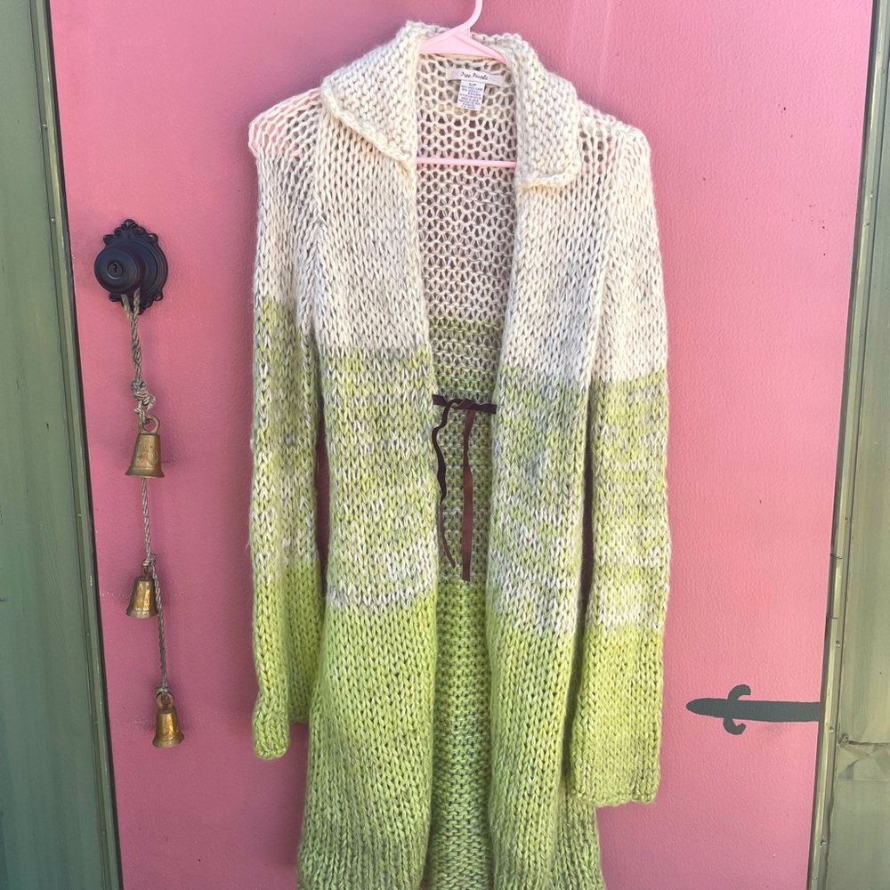 Free People cream & green ombré cardigan
